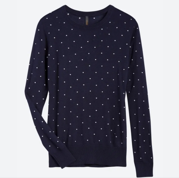 Small Renee C Jerri Deep Navy & White Polka Dot Cotton Blend Pullover EUC - Picture 1 of 10
